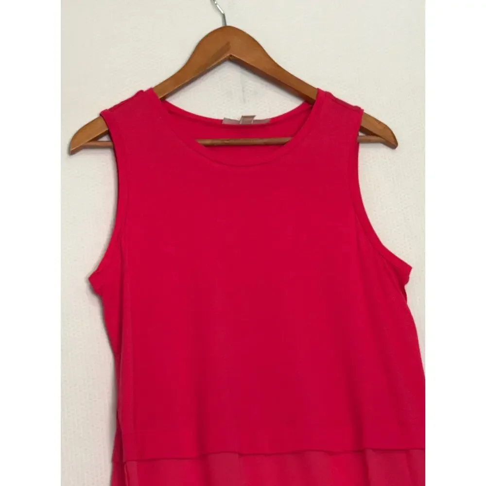 Michael Kors Pink Sleeveless Lightweight Blouse Layered Chiffon‎ Hem Size M
